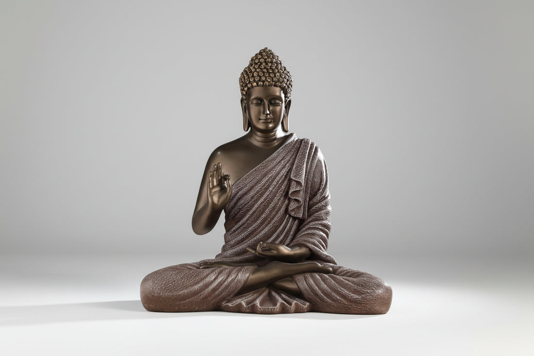 Blessing Buddha 15-Inch Brown Resin Statue
