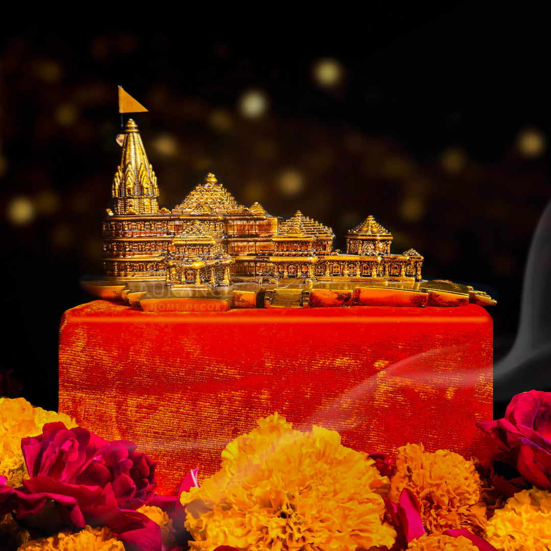 Ram Mandir Ayodhya Model (9 inch - Gold Color) - For Home, Office and Gift