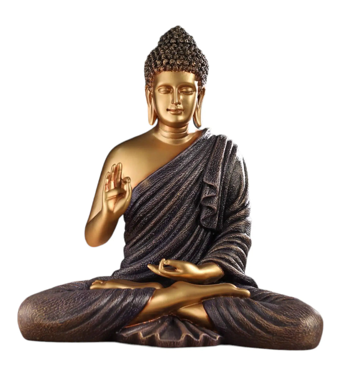 Elegant Brown Blessing Buddha 15-Inch Resin Sculpture