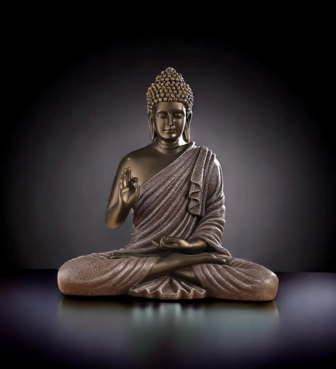 Blessing Buddha 15-Inch Brown Resin Statue