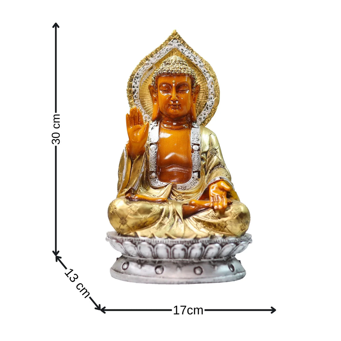 Orange Blessing Buddha Samadhi Resin Handcrafted Statue