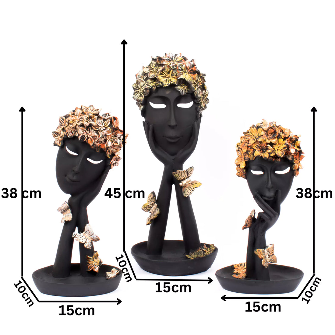 3 lady Ladies Face Decorative showpiece