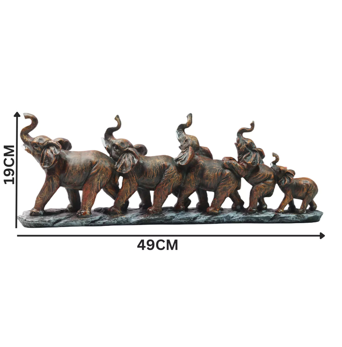 Elegant Five Elephant Statue Polyresin Artwork