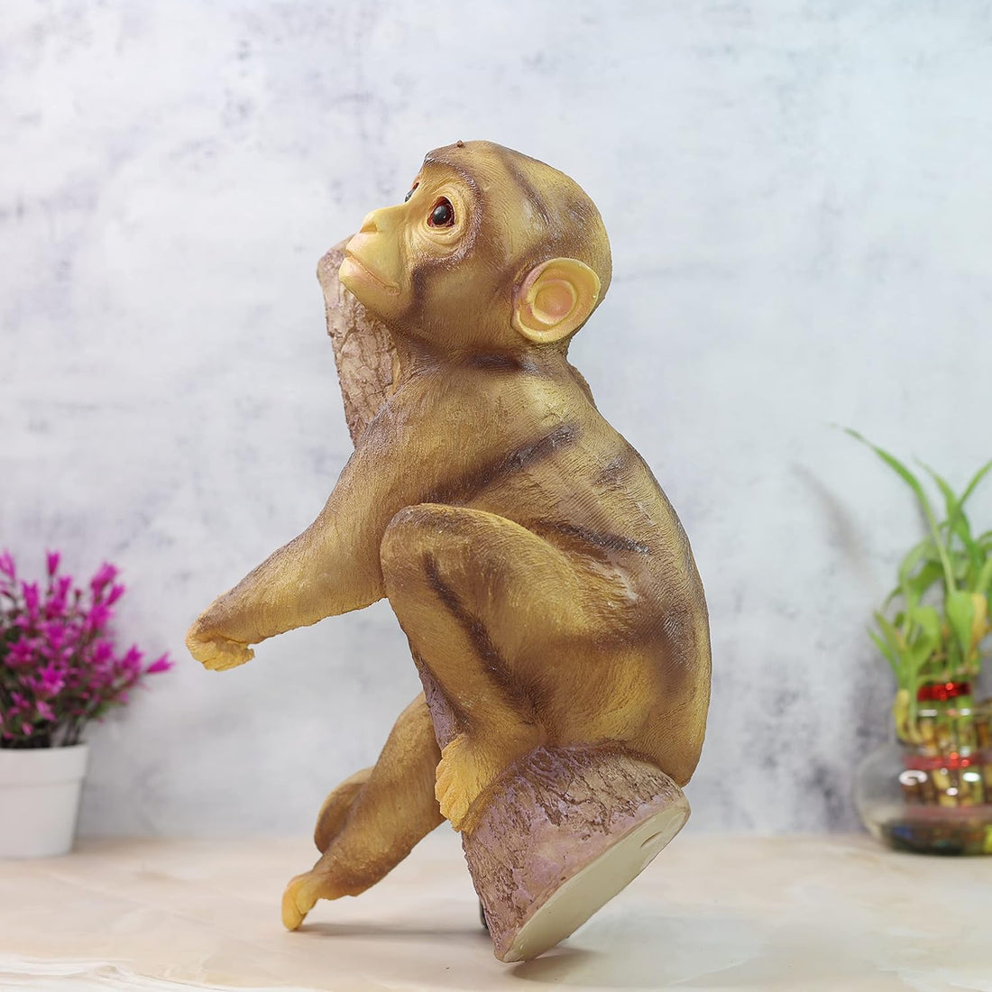 Charming Monkey Mischief: Handcrafted Resin Masterpiece