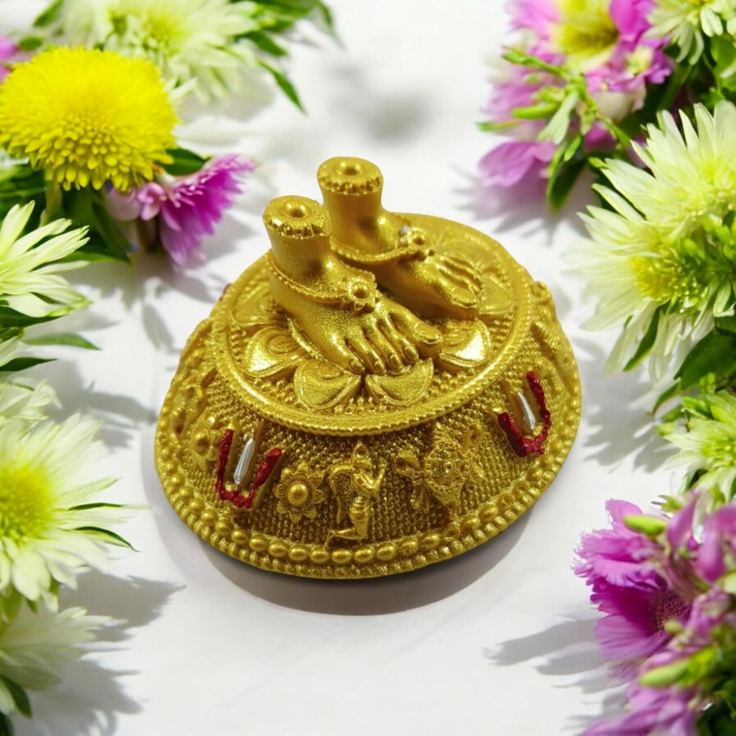 Compact Venkateswara Swamy Charan Paduka for Home decor and Car dashboard