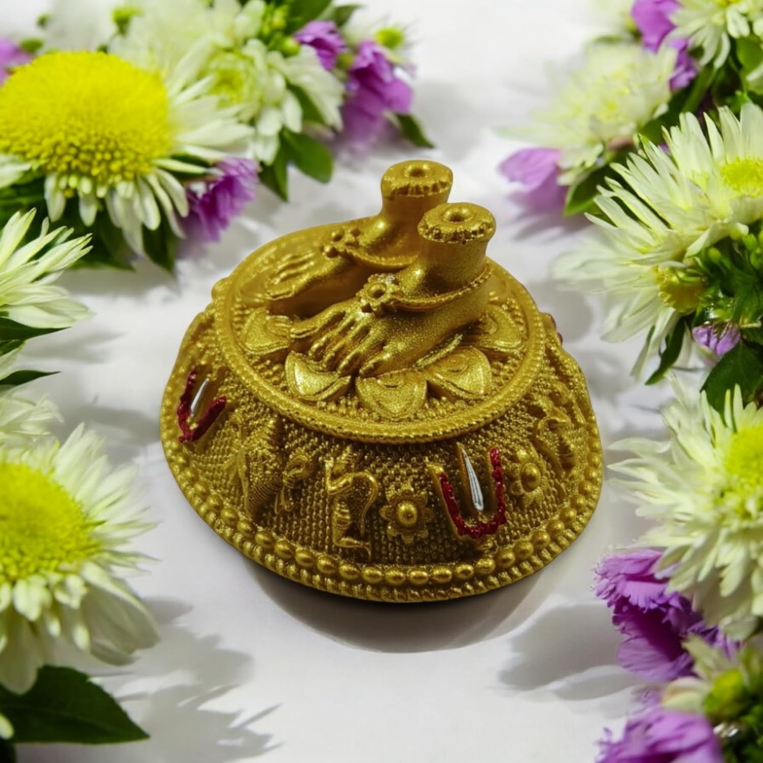 Compact Venkateswara Swamy Charan Paduka for Home decor and Car dashboard