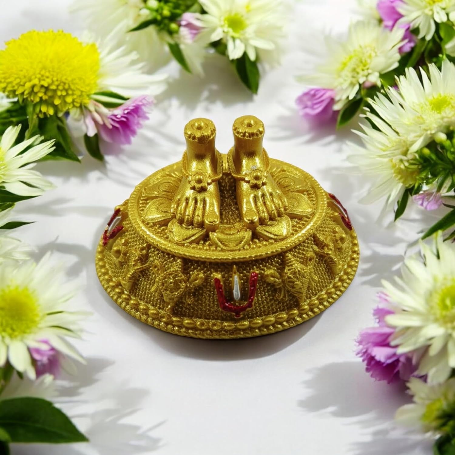 Compact Venkateswara Swamy Charan Paduka for Home decor and Car dashboard