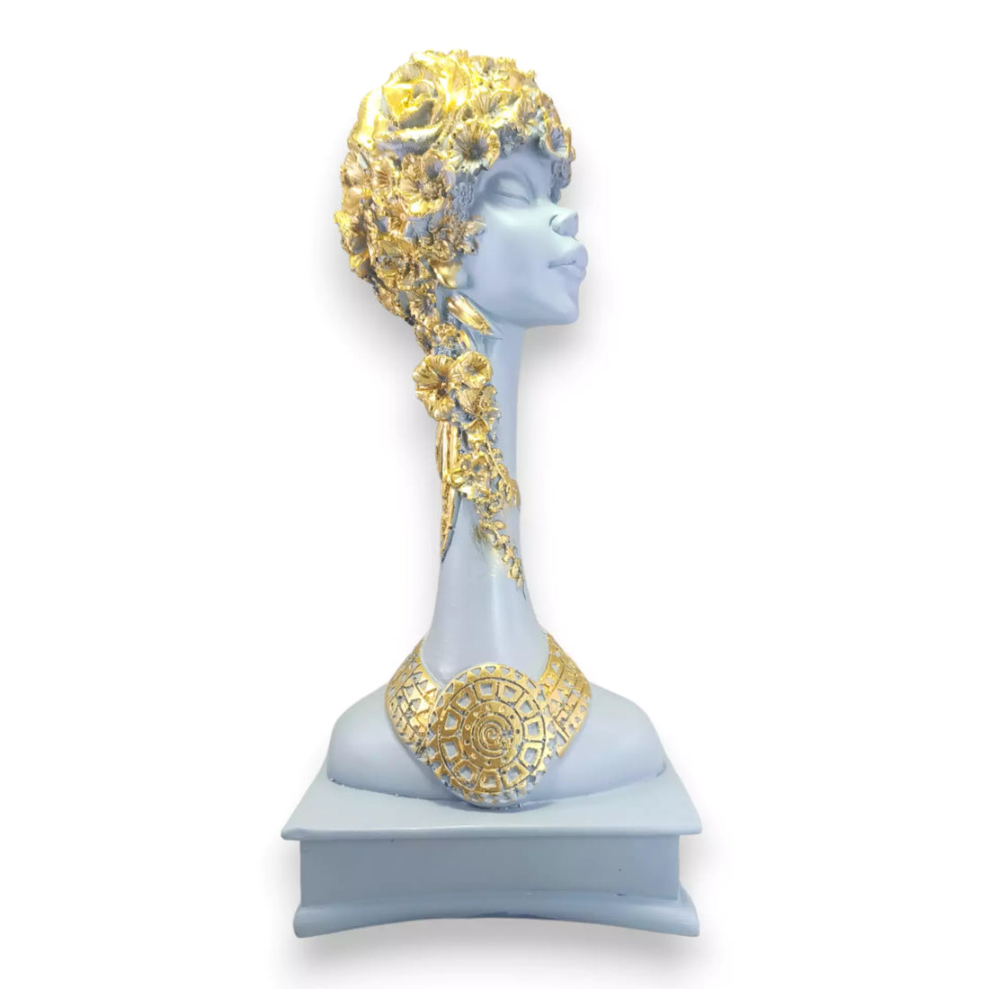 Timeless Beauty in gray: Resin Handcrafted African Lady Statue