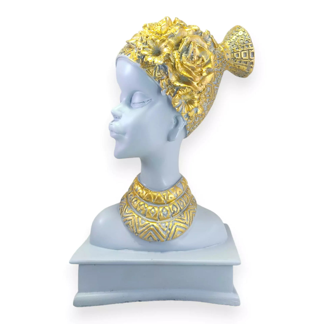 Resin Statue of a Handcrafted grayAfrican Lady