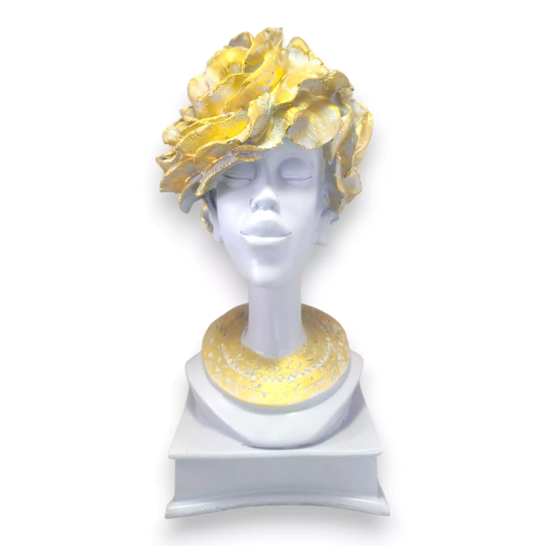 Elegant Gray African Lady Handcrafted Resin Figurine