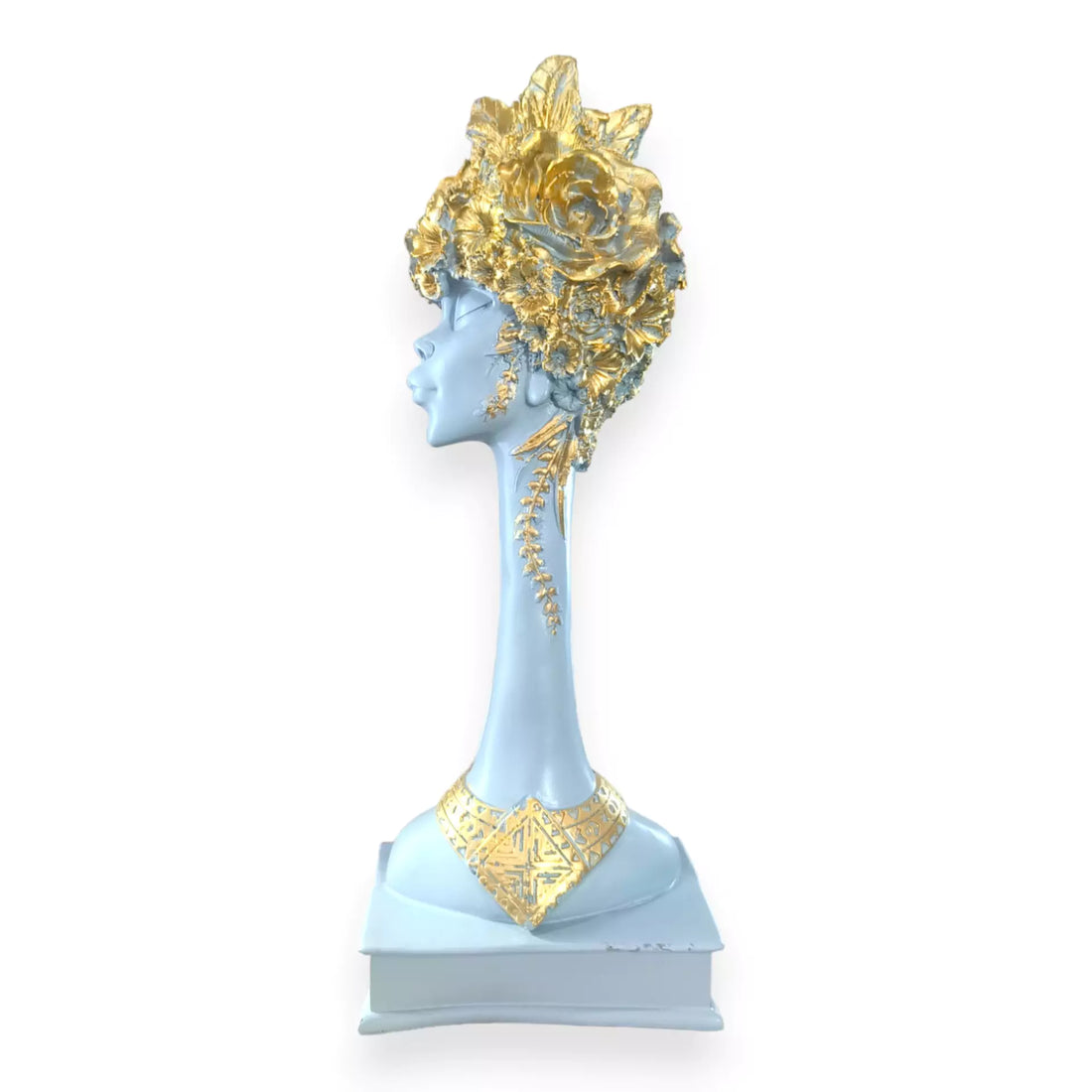 Whispers of Culture: Handcrafted gray African Lady Resin Sculpture