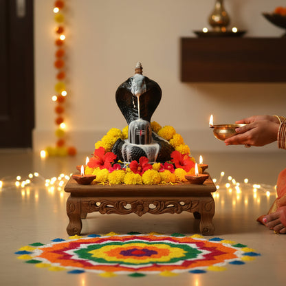 Shiva Lingam Smoke Backflow Incense Holder with Vasuki Mouth Smokefall