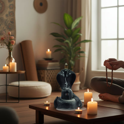 Shiva Lingam Smoke Backflow Incense Holder with Vasuki Mouth Smokefall