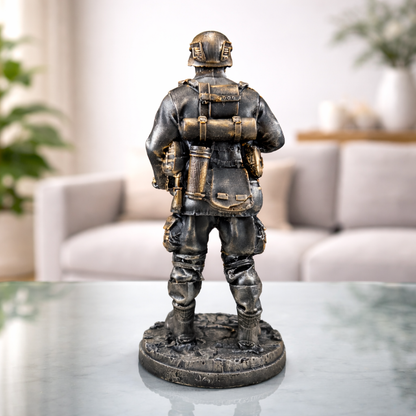 Premium Military Army Soldier Statue with Rifle – Detailed Resin Warrior Showpiece for Home &amp; Office Decor