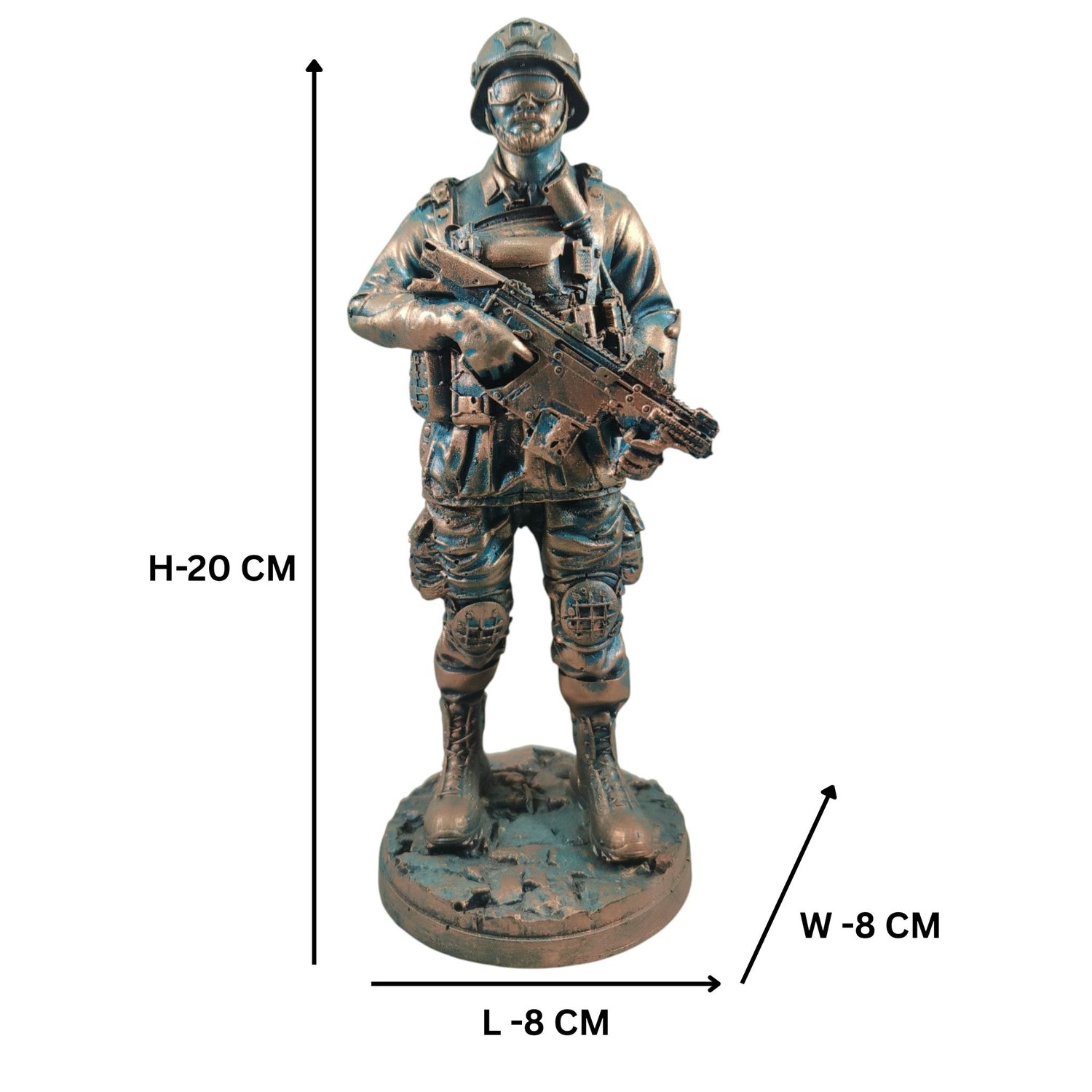 Premium Military Army Soldier Statue with Rifle – Detailed Resin Warrior Showpiece for Home &amp; Office Decor