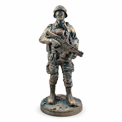 Premium Military Army Soldier Statue with Rifle – Detailed Resin Warrior Showpiece for Home &amp; Office Decor