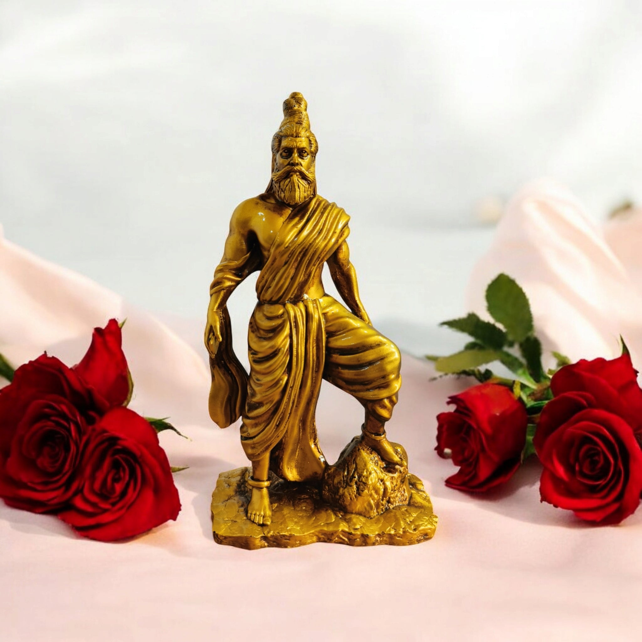 Thiruvalluvar Statue | Handmade Resin Marble Finish Idol | Multi Colour Hand Painted Tamil Saint Sculpture for Home Decor &amp; Gifting