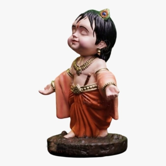 Little Krishna Bliss: Decorative Resin Statue