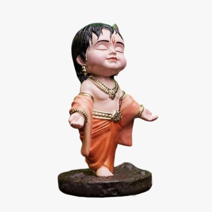 Little Krishna Bliss: Decorative Resin Statue