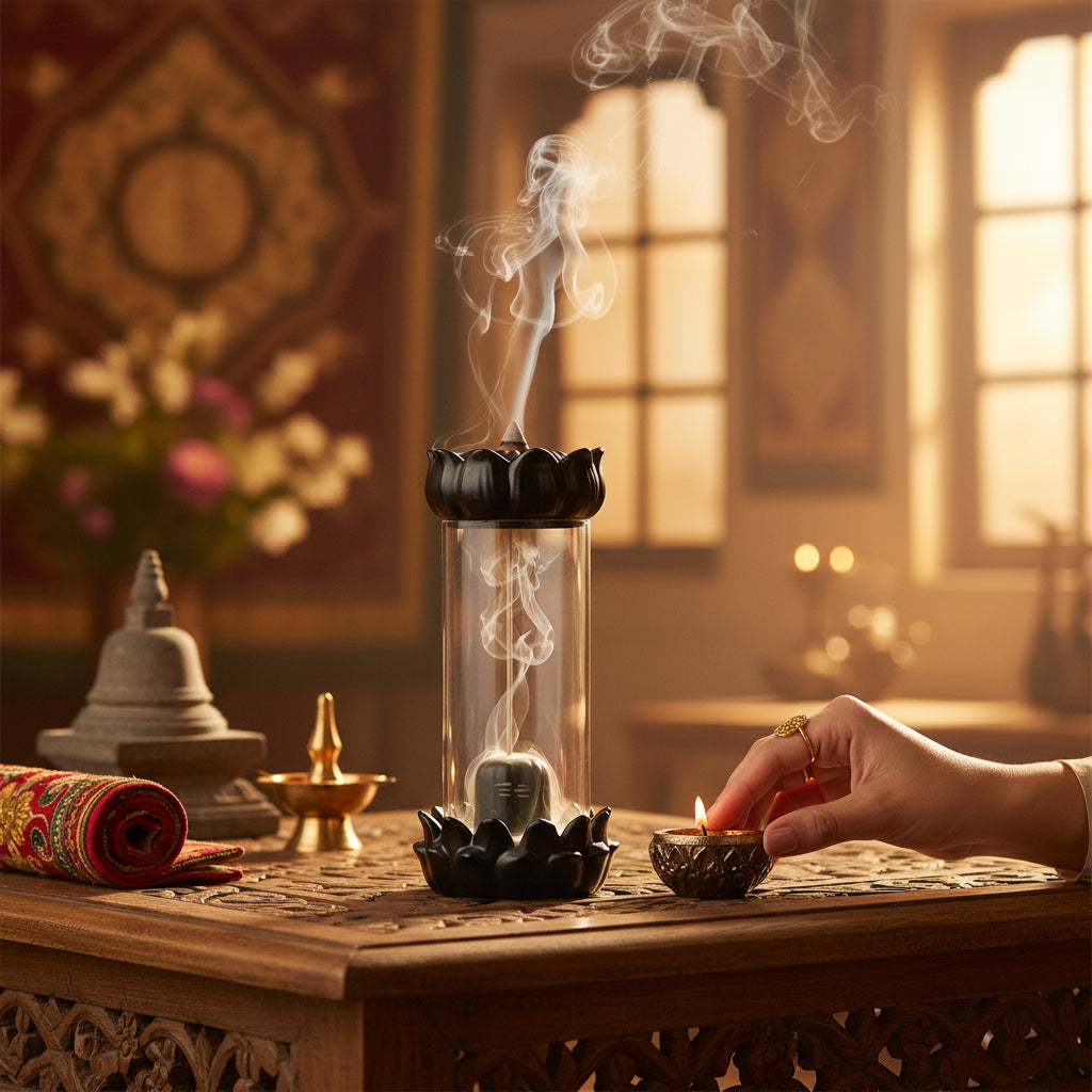 Shiva Lingam Smoke Waterfall Incense Holder