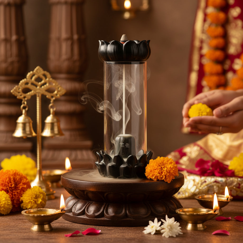 Shiva Lingam Smoke Waterfall Incense Holder