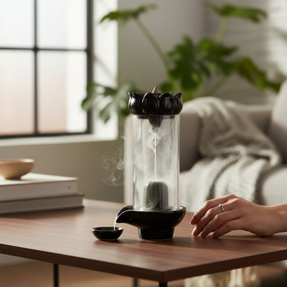 Shiva Lingam Smoke Backflow Waterfall Incense Holder with Smoke Storage Pot