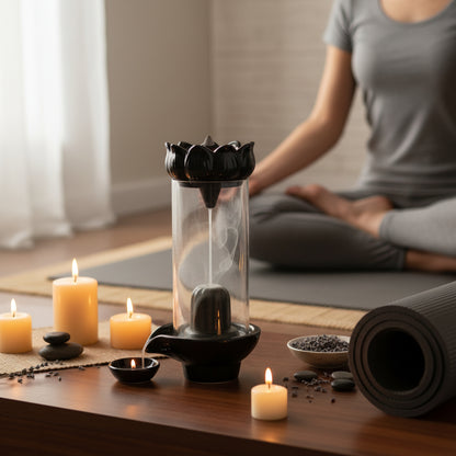 Shiva Lingam Smoke Backflow Waterfall Incense Holder with Smoke Storage Pot