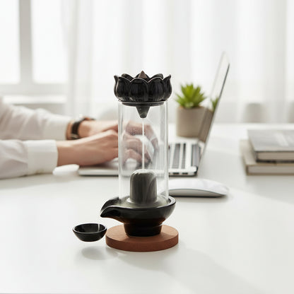 Shiva Lingam Smoke Backflow Waterfall Incense Holder with Smoke Storage Pot