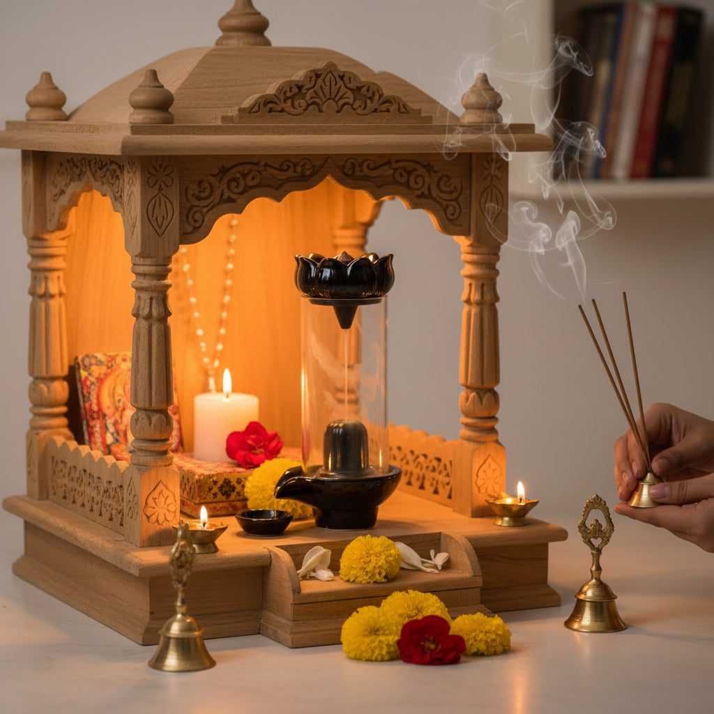 Shiva Lingam Smoke Backflow Waterfall Incense Holder with Smoke Storage Pot