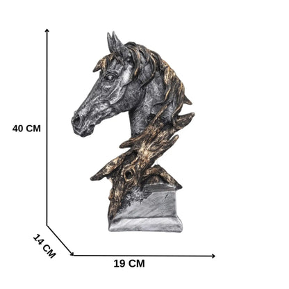 Silver Horse Head Resin Sculpture For Desk Decoration Ornament