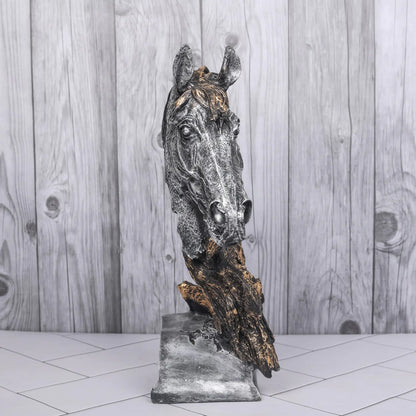 Silver Horse Head Resin Sculpture For Desk Decoration Ornament