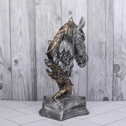 Silver Horse Head Resin Sculpture For Desk Decoration Ornament