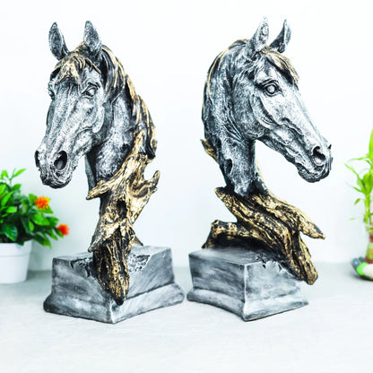 Silver Horse Head Resin Sculpture For Desk Decoration Ornament