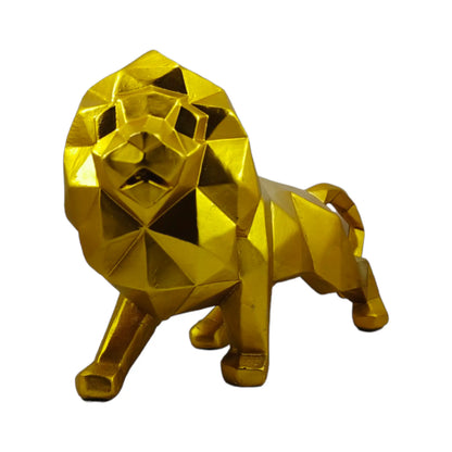 Geometric Resin Lion Statue: Modern Artistry for Your Space