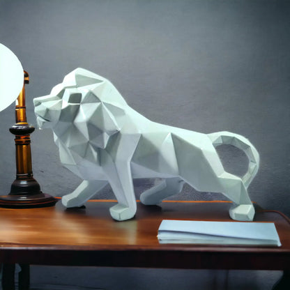 Geometric Resin Lion Statue: Modern Artistry for Your Space