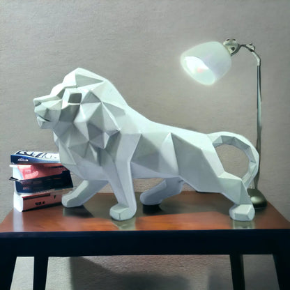 Geometric Resin Lion Statue: Modern Artistry for Your Space