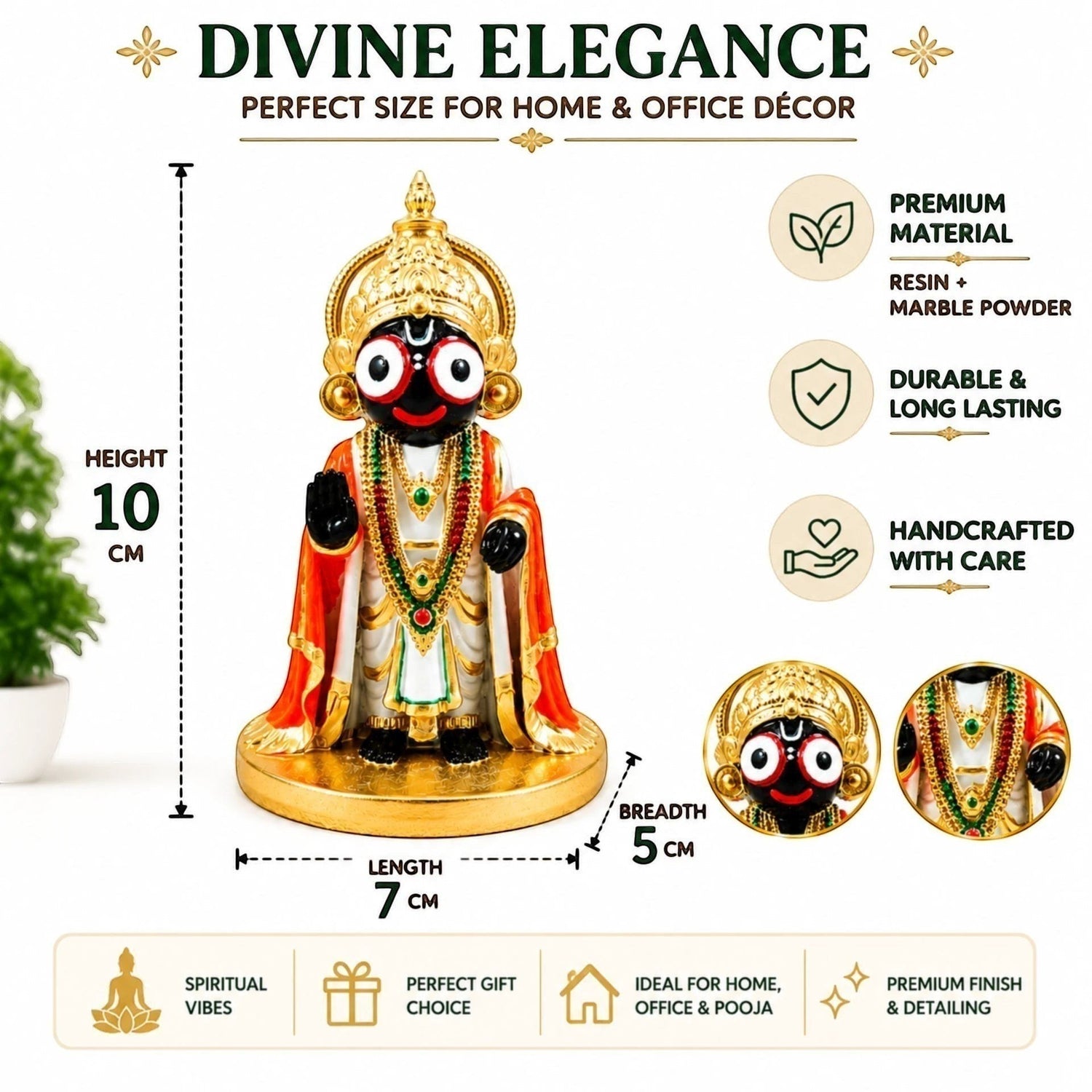 Decorative Lord Jagannath Resin Statue for Home Decor