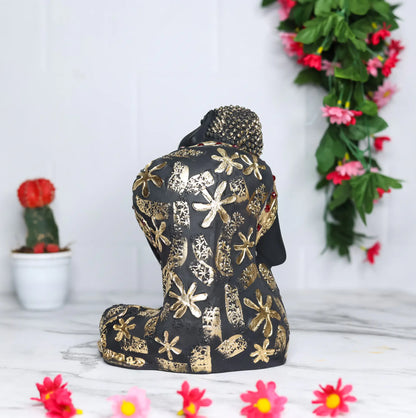 Pleasing Resting Buddha on Knee Polyresin Decorative Showpiece