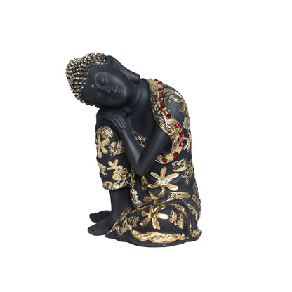 Pleasing Resting Buddha on Knee Polyresin Decorative Showpiece