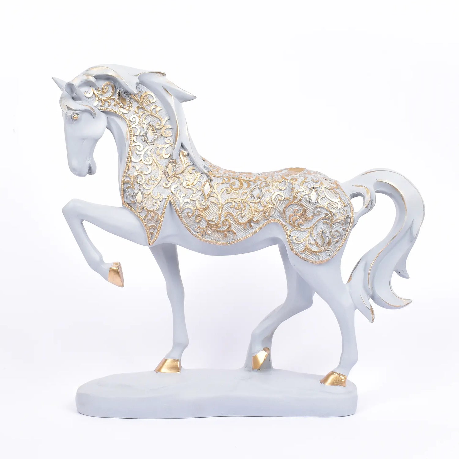 Grey Horse Lifting Its One Front Leg