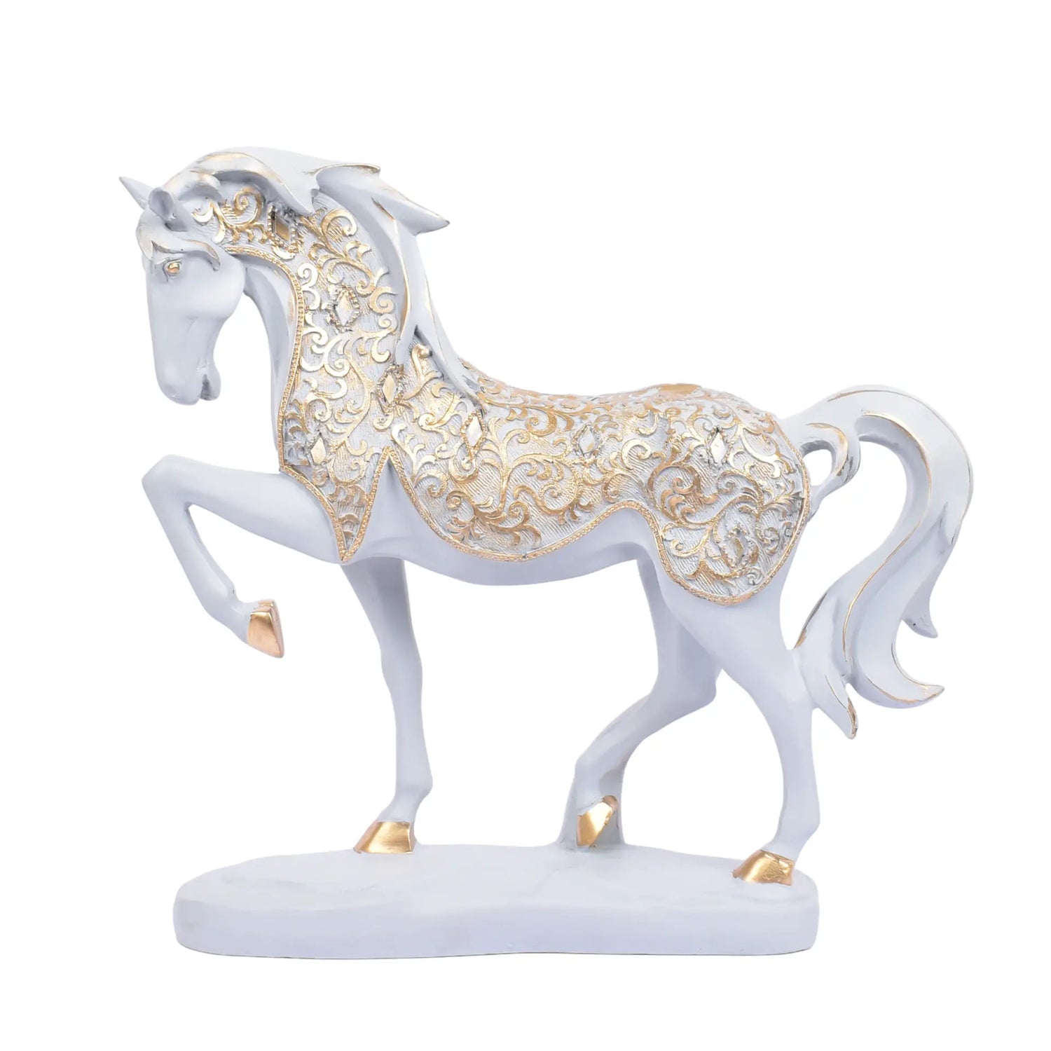 Grey Horse Lifting Its One Front Leg