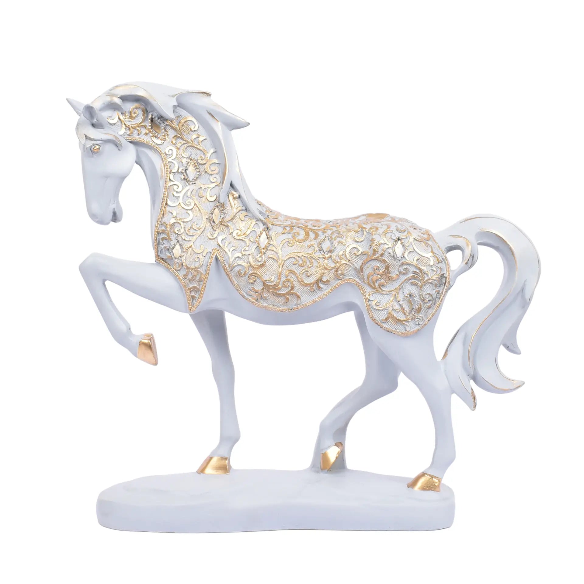 Grey Horse Lifting Its One Front Leg
