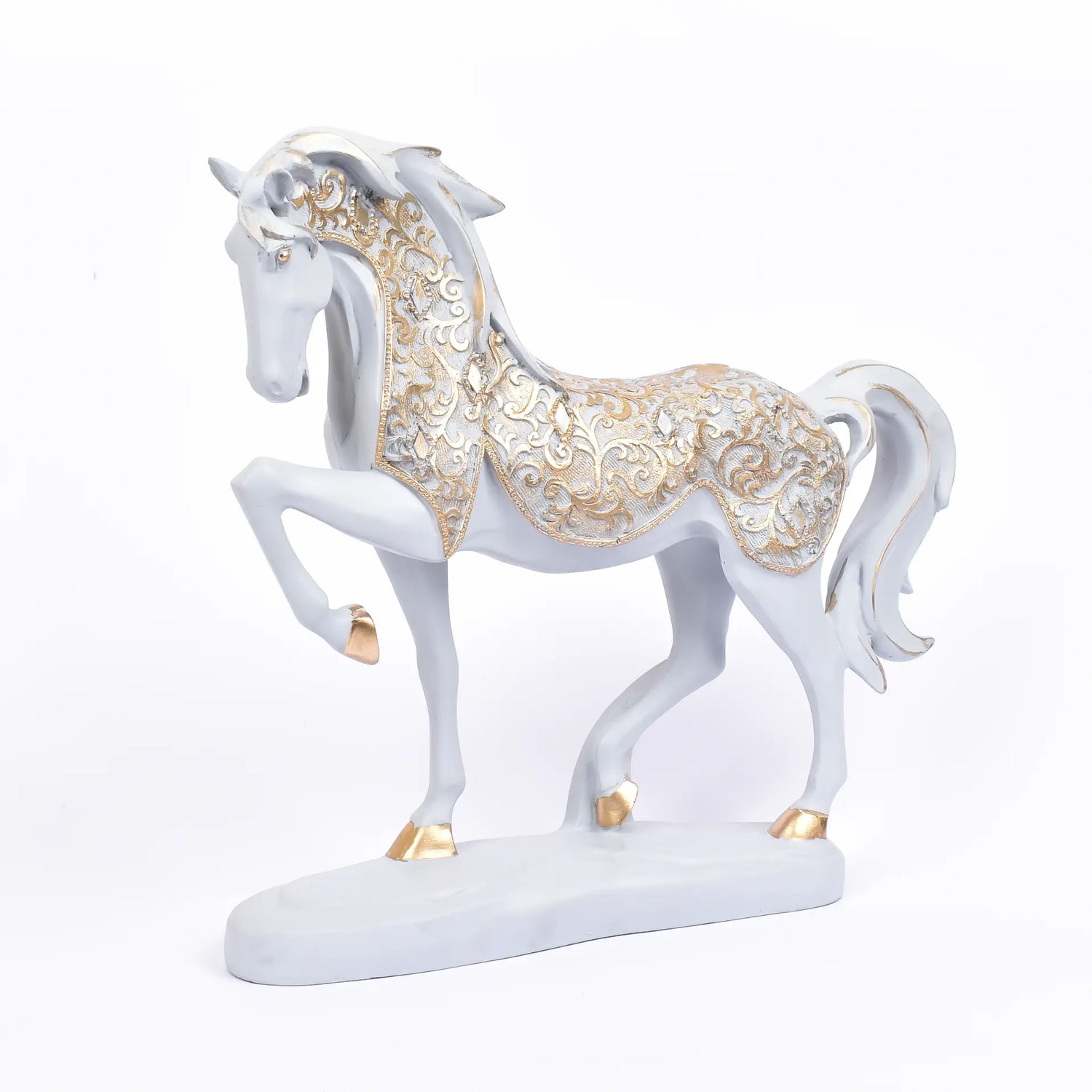 Grey Horse Lifting Its One Front Leg