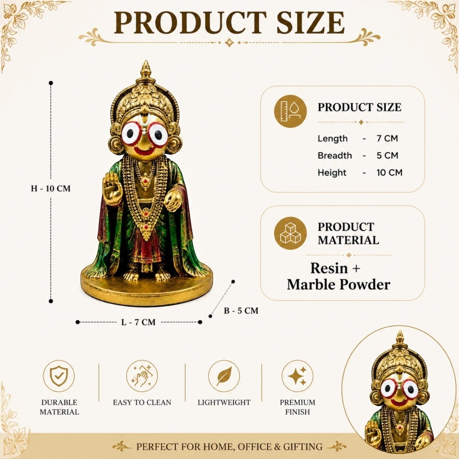 Decorative Lord Jagannath Resin Statue for Home Decor