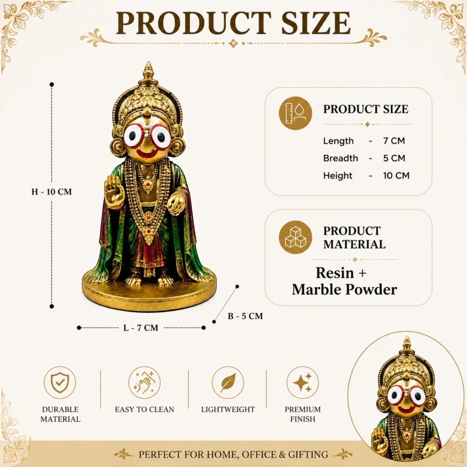 Decorative Lord Jagannath Resin Statue for Home Decor