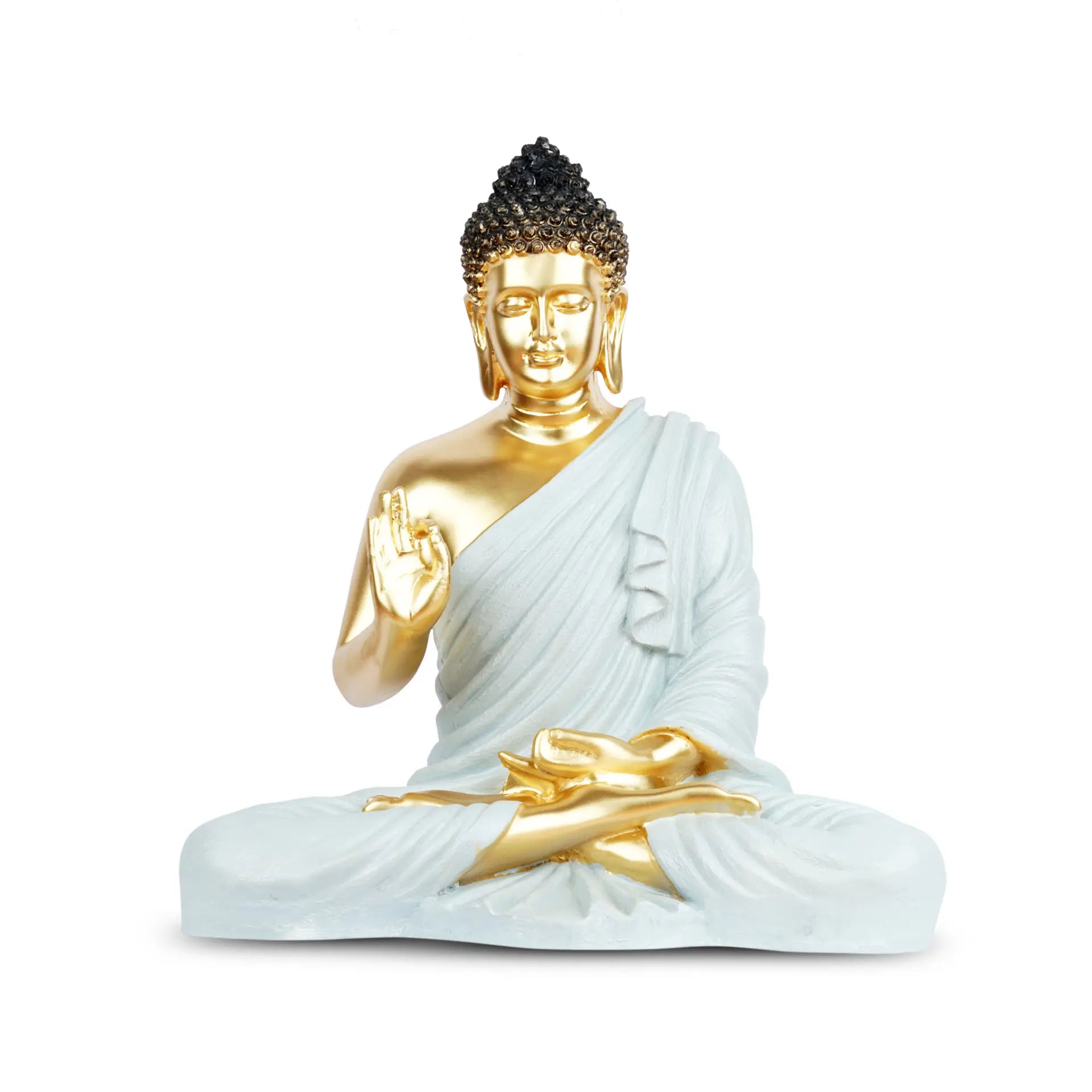 Golden Buddha in White Shawl: A Symbol of Peace and Serenity