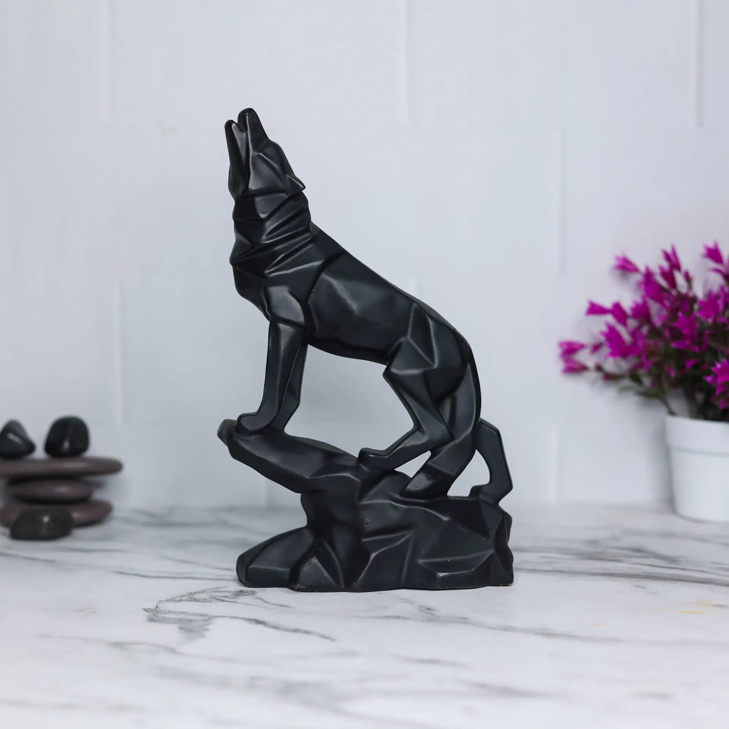 Diamond Cut Wolf Resin Sculpture