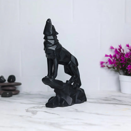 Diamond Cut Wolf Resin Sculpture