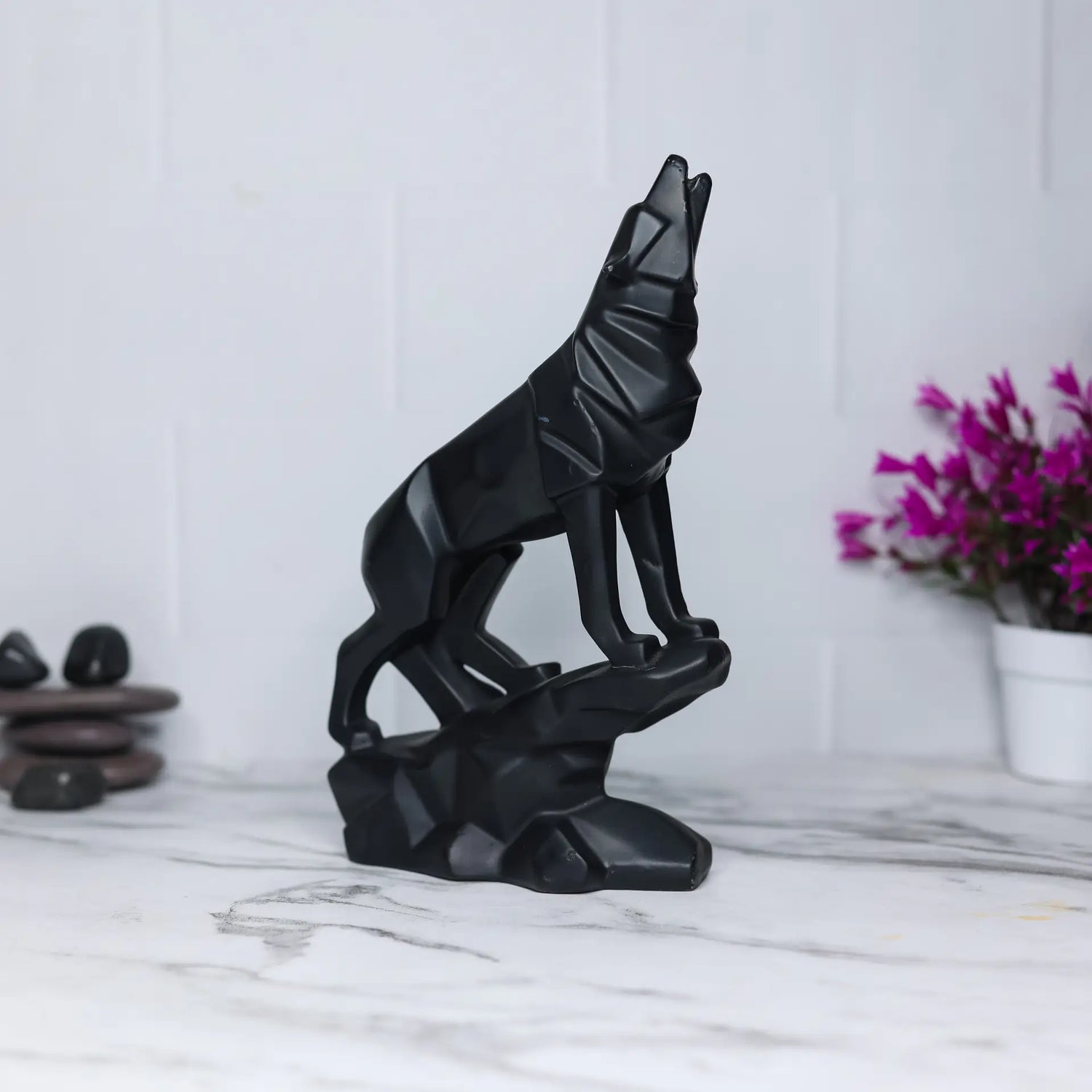 Diamond Cut Wolf Resin Sculpture