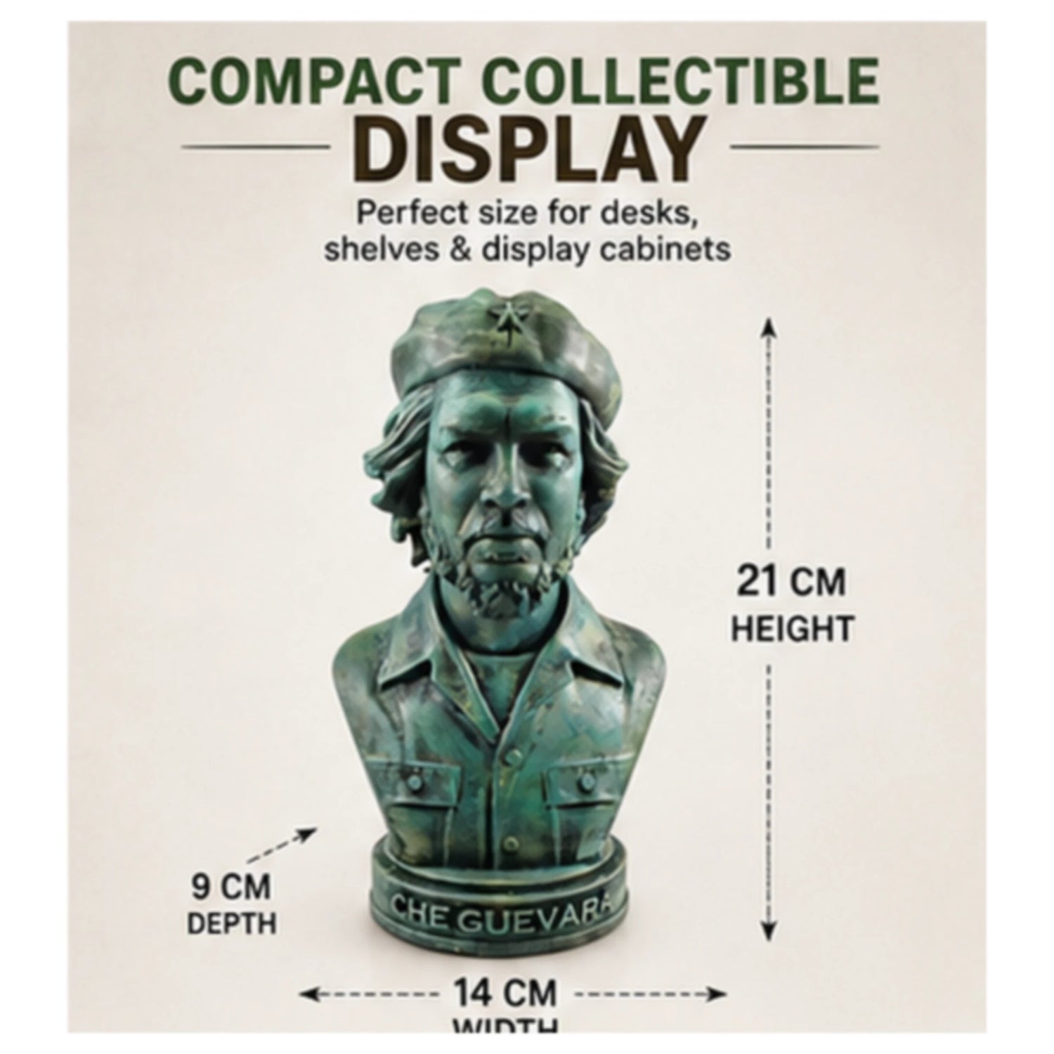 Che Guevara Bust Statue – Vintage Green Historical Collectible | Aurance Crafts